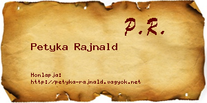 Petyka Rajnald névjegykártya